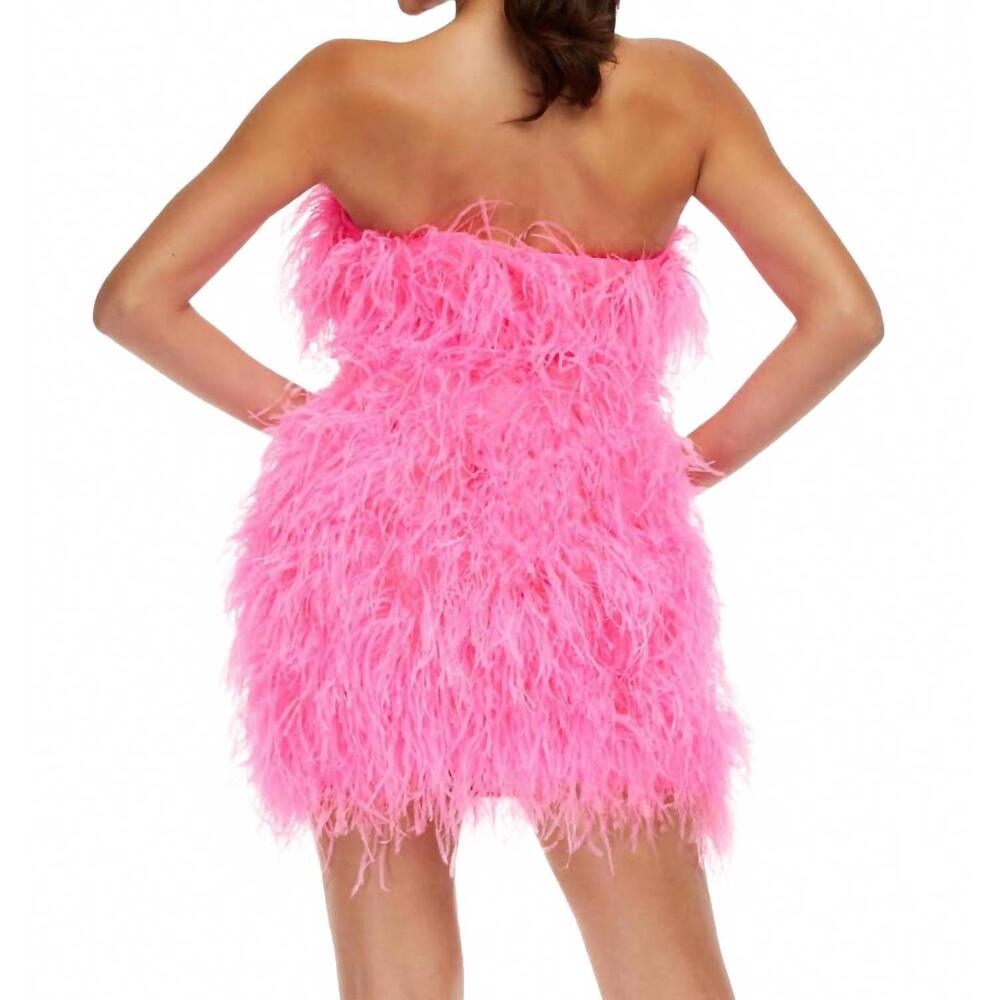 NEW ASHLEYLAUREN strapless feather designed party dress in hot pink - Picture 2 of 2